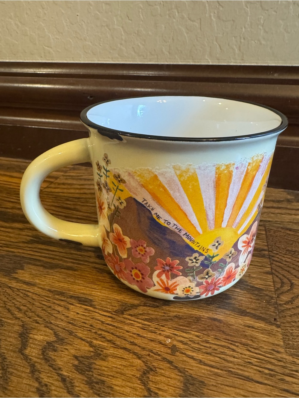 “Take me to the mountains” Distressed Natural Life Ceramic Coffee Tea Mug 16 oz